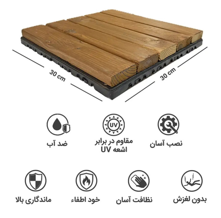 کفپوش مدل تایل ترمو پنج ردیفه سایز 30×۳۰ سانتی متر بسته ۶ عددی